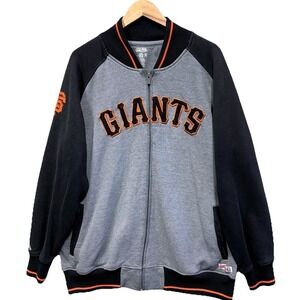 Stitches San Francisco Giants MLB Full Zip Bomber Jacket Mens XL‎ Gray Black